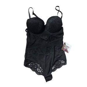 Black Lace Chemise with Floral Detailing